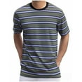 thumbnail image 1 of Tops para hombre, blusas y camisas de cuello redondo y manga corta para hombre, top casual de verano para hombre, top/camisa de cuello redondo y manga corta con solapa y estampado a rayas para hombre,, 1 of 2