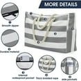 thumbnail image 5 of Sunsanly Striped Beach Bag with Zipper Closure Beach Bag with Side Pocket Thick Braided Rope Internal Waterproof Pocket Sandproof Zipper Closure Capacity, 5 of 6