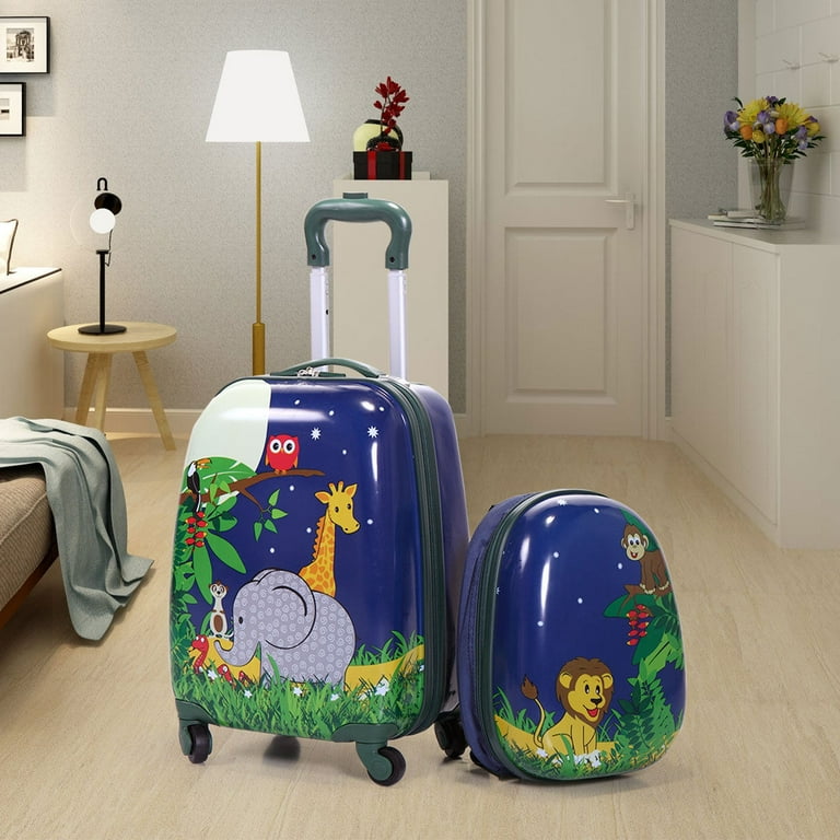 Lowestbest Kids for Boys/ Girls, 2Pcs Kids Suitcases, Carry-on Luggage Set with Spinner Wheels