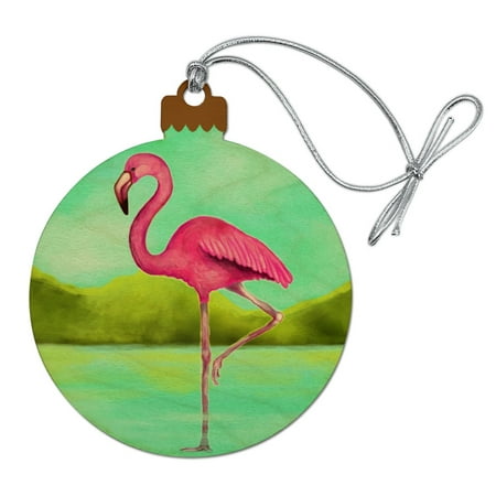 Pink Flamingo in Water Wood Christmas Tree Holiday (Flamingo Lawn Ornaments Best Price)