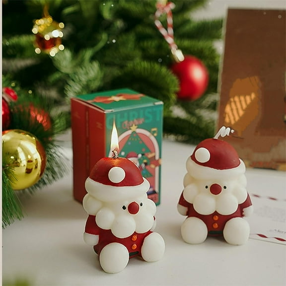 HongHeng Clearance Under $2.00 Christmas Santa Claus Candles Hand Made Full of Sweet Smell Light Up the Magical Moments of the Holiday