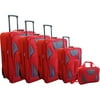Totes 5-Piece Expandable Luggage Set, Red and Grey