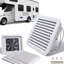 AUTOXBERT RV Side Air Vent Fan 12V Low Noise Square White Cooling Blade Exhaust Dust Proof White