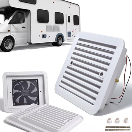 AUTOXBERT RV Side Air Vent Fan 12V Low Noise Square White Cooling Blade Exhaust Dust Proof White