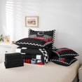 thumbnail image 6 of Catabedysis Race Car Alphabet Print 7pcs Queen Bedding,Plaid Letter C Design Bedding Comforter Set Queen,Black Reversible For Boys, 6 of 7
