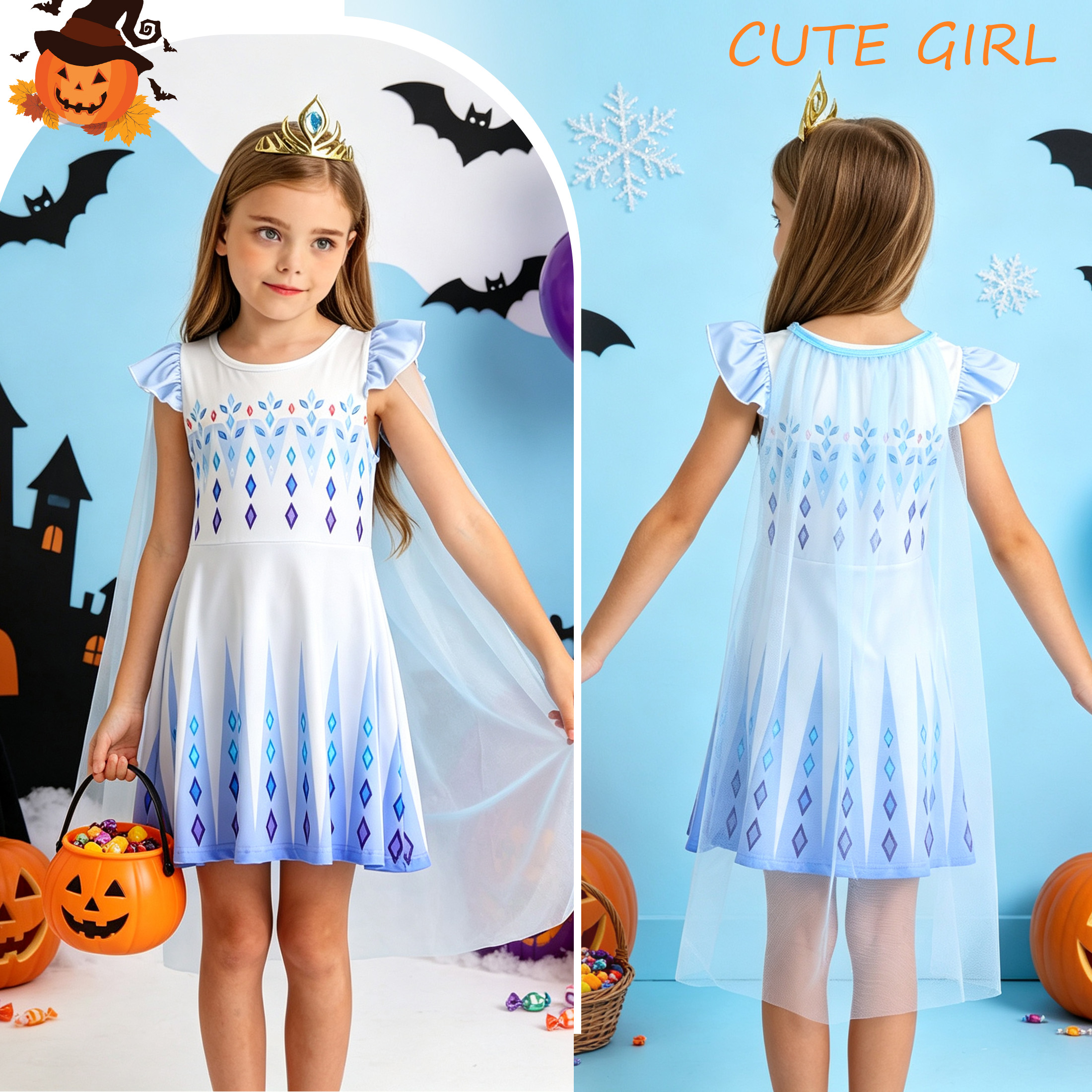 Benylion Ice Princess Dress Costume for Girls, White, 3-4 Years photo 3
