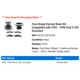 thumbnail image 2 of Front Brake Pad and Rotor Kit - Compatible with 1995 - 1998 Ford E-350 Econoline 1996 1997, 2 of 2