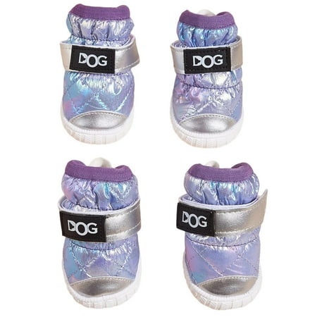 Kainuan Pet Warm Shoes Fleece Padded Dog Boots 4pcs Pet Shoes Non-slip Waterproof Fastener Tape Fixing Thickened Warm Windproof Paw Protection Shoes for Dogs