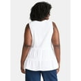 thumbnail image 3 of Terra & Sky Women's Plus Sleeveless Cotton Mixed Media Tunic Tank Top, Sizes 0X-5X, 3 of 5