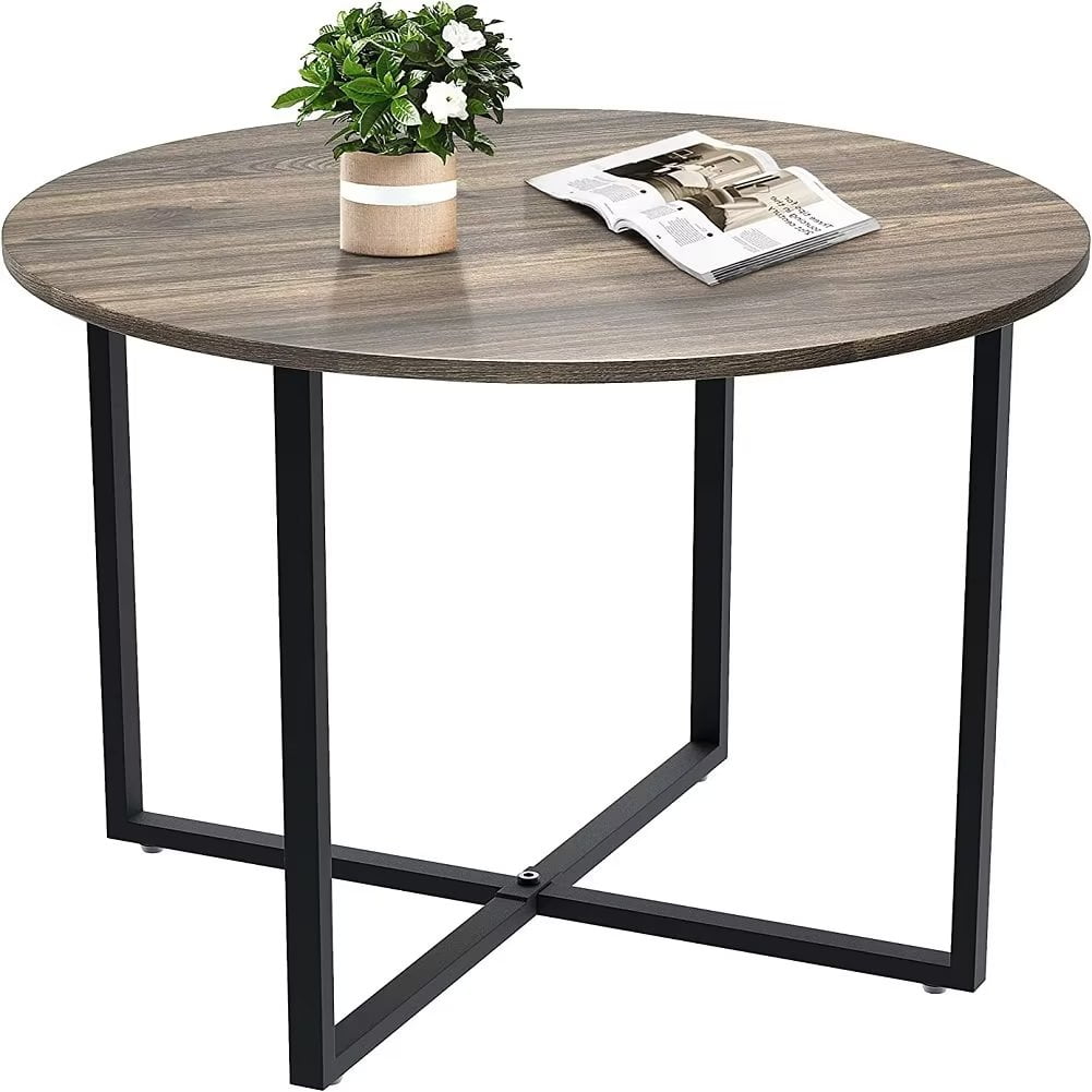 Shininglove Round Industrial Coffee Table, Small round coffee table