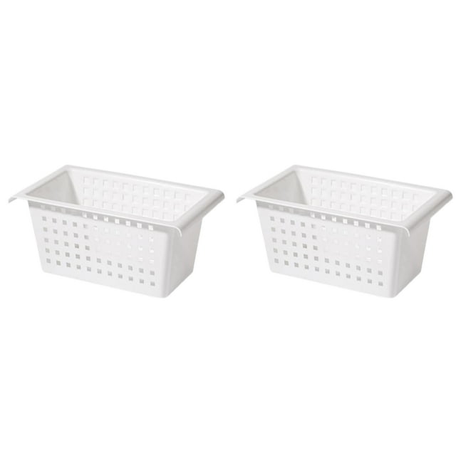 2Pack Under Shelf Storage Basket Organizer, Expandable Hanging Baskets for Closet, Wardrobe, and Kitchen, Multi-Purpose Plastic Organizer for Under Sink and Shelves