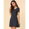 thumbnail image 2 of INSPIRE CHIC Women's Floral Square Neck Short Sleeve A-Line Dress, 2 of 6