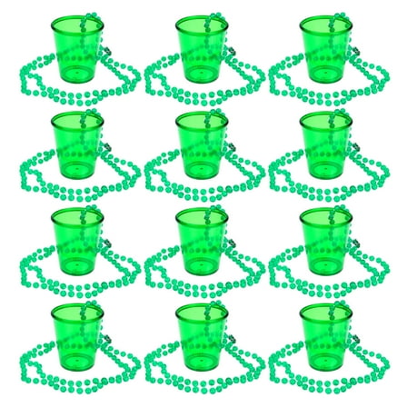 COMPUKAS Green Plastic Beaded Necklace Shot Cups for and 12Pcs Set
