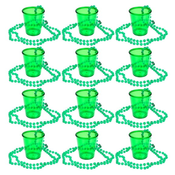 COMPUKAS Green Plastic Beaded Necklace Shot Cups for and 12Pcs Set