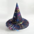 thumbnail image 3 of EliteGoogv Kids Halloween Witch Hat Wide Brim Pointed Hat Printed Pattern Mesh Decor Party Hat for Children, 3 of 4