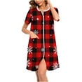 thumbnail image 2 of Wowcloth Woman's Christmas Homewear, Relaxed Fit Short Sleeve Lounge Pajama Dress for Sleep and Leisure, Home Comfort Wear During Christmas Season, 2 of 8
