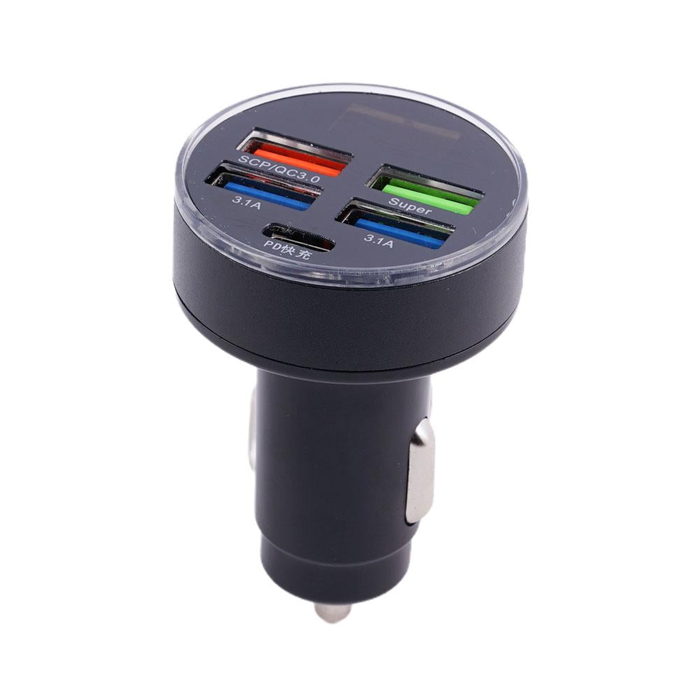 4USB Phone Car Charger Adapter LED Display QC3.0 Fast Car Charging Accessow HOT T9T4