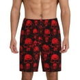 thumbnail image 2 of Rocae Red Skulls for Men's Soft Sleep Pajama Shorts, Waistband and Pockets, 2 of 9