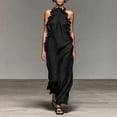 thumbnail image 4 of Smsaxvxz Summer Dresses for Women Fashion Round Neck Sleeveless Ruffle Dress Casual Solid Loose Maxi Sundress Black M, 4 of 8