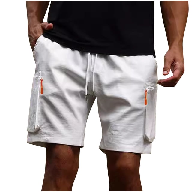 Pantalones Cortos Casuales de Color Sólido Cuerda Elástica Cinco Cuartos de Pantalones de Fibra de Poliéster, Bolsillo Suelto Ropa de Trabajo Pantalones Cortos Deportivos para el Verano