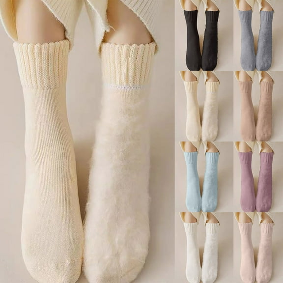 Kmdttou Men's And Women's Winter Cotton Socks Are Comfortable Breathable Knitted Drawstring Mid Tube Socks Casual Soft Lightweight Quarter Socks