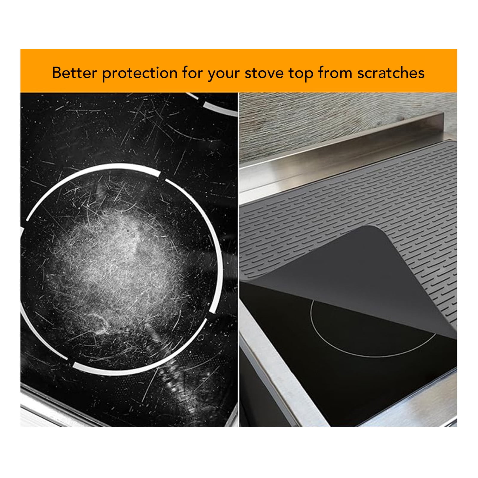 Rupoun Silicone Stove Mat Extra Large Heat Resistant Prevent Scratching Non Slip Silicone Stove Top Protector for Kitchen Black 25.5 x 17.7 inches / 64.8 x 45 cm