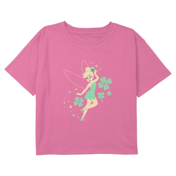 Girl's Peter Pan Clover Hat Fairy Graphic Cropped T-Shirt