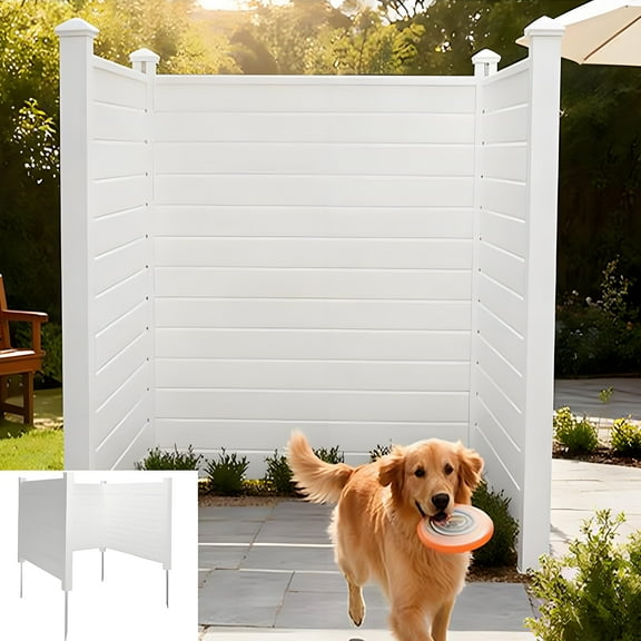 50" W x 48" H Outdoor Privacy Screens with Post, Premium White Privacy Screen, Pool Equipment Enclosure, Trash Can Screens Fence Kit for Outside Backyard Patio (White 3 Panels)