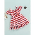 thumbnail image 3 of Bagilaanoe 4th of July Dress for Kids Girls Independence Day Dress Stars Stripe Print Ruffles Sling Dress Toddler Summer Sleeveless Princess Dress, 3 of 9