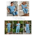 thumbnail image 6 of ValueVibe Plus Size Women Pajama Sets 2 Piece Short Sleeve Crew Neck Lounge Set Floral Print Sleepwear with Pocket, Blue 3XL, 6 of 7