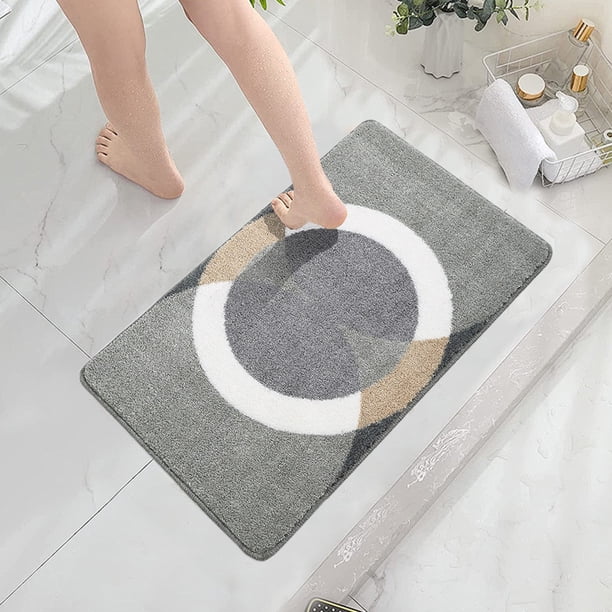 Alfombrilla de Baño Yxj240626001 | Alfombra de Baño Antideslizante de Microfibra Absorbente con Estampado Geométrico | Alfombrilla de Poliéster Suave Lavable a Máquina para Baño, Dormitorio, Cocina y