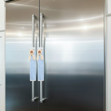 OUNONA Refrigerator Door Handle Kitchen Appliance Decor Sky-blue Fabric 2Pcs