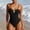Black, variant on Women's One Piece Swimsuit with Shell Detail Adjustable Strap Push Up Bathing Suit Tummy Control Swimwear Coffee S