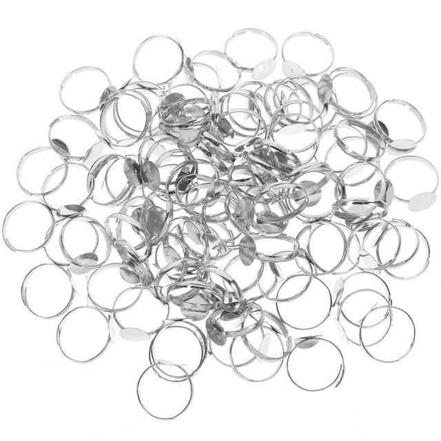 100Pcs Blank Rings Adjustable Ring Base Rings Blank Jewelry Findings for DIY Making