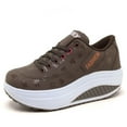 thumbnail image 2 of LOVZFMLL Sneakers for Women Comfort Lace-Up Wedges Shoes Non-Slip Fashion Walking Running Gym Athletic Workout Shoes Coffee 8.5, 2 of 3