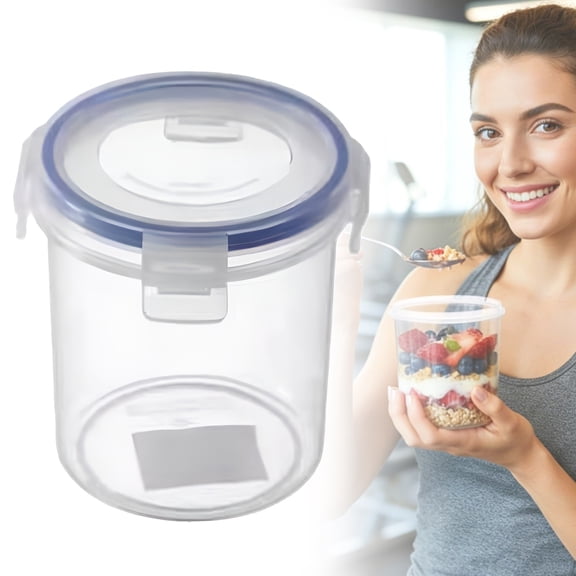 Overnight Oats Jar with Airtight Lid – BPA-Free Plastic Meal Prep Container for Yogurt, Salads & Snacks (Plastic)