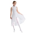 thumbnail image 1 of RUNQHUI Robe de Danse Ballet à Sequins pour Filles, Robe de Patinage Artistique Sans Manches Ourlet Irrégulier en Maille Blanc 16, 1 of 7