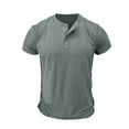 thumbnail image 4 of Men's Henley T-Shirt Casual Crew Neck Short Sleeve Button Shirts Summer Fashion Solid Color Basic Tee Tops, 4 of 4