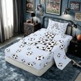 thumbnail image 2 of meiyoeat Sport Soccer Letter A Twin Sheets for Boys, Blue Cartoon Ball Theme Bedding, 3-Piece, 1 Flat Sheet, 1 Fitted Sheet and 1 Pillowcase, 2 of 6