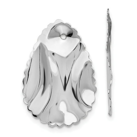 Polished Hammered Oval Earrings - 14k White Gold Polished Hammered Oval Earrings Jackets - 1.4 Grams