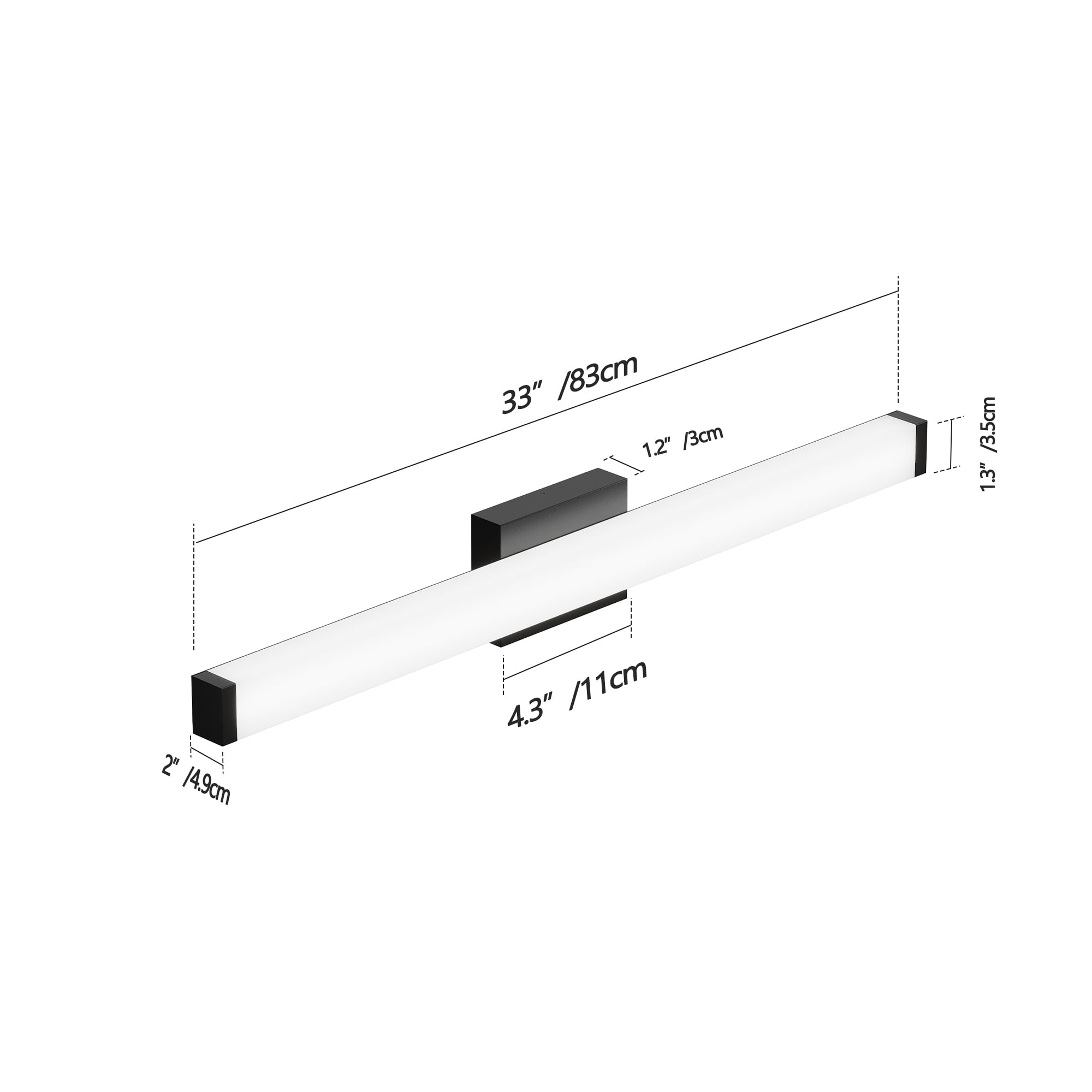 Jopath 33" LED Wall Sconce, Dimmable Bathroom Light Fixtures Over Mirror Vanity Lighting Fixtures for Bathroom, Bedroom, or Hallway Black