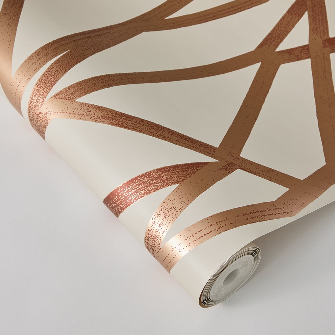 Tempaper x Genevieve Gorder Metallic Bronze Intersections Peel and Stick Wallpaper, 20.5" x 16.5'