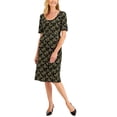 thumbnail image 1 of Connected Womens Petite Printed Midi Dress, Green/4P, 1 of 4