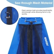 WANDF Mesh Swim Bag Beach Backpack with Wet Pocket, Waterproof Pool Bag with Full-Zip Opening for Women and Men,Drawstring Backpack for Swimming, Gym, Cruise,Waterpark Essentials(Navy Blue)