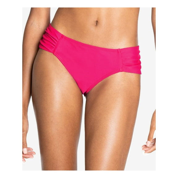 RACHEL RACHEL ROY Women's Pink Stretch Ruched-Side Lined Moderate Coverage Bikini Swimsuit Bottom XL