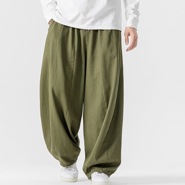 UVEASISHA Wide Leg Pants for Men Elastic Waist Drawstring Palazzo