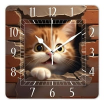 10 Inch Wall Clock Battery Operated Silent Clock Decorative for Office, Kitchen, Outdoor, Living Room，Cute Cat Kitten Print Animal Funny Exquisite