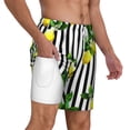 thumbnail image 3 of Goofa Lemons on Striped Printed Men's Swim Trunks Board Shorts Quick Dry Mens Swimming Trunks with Compression Liner,Breathable Fit Hawaii Beach Shorts-3X-Large, 3 of 9