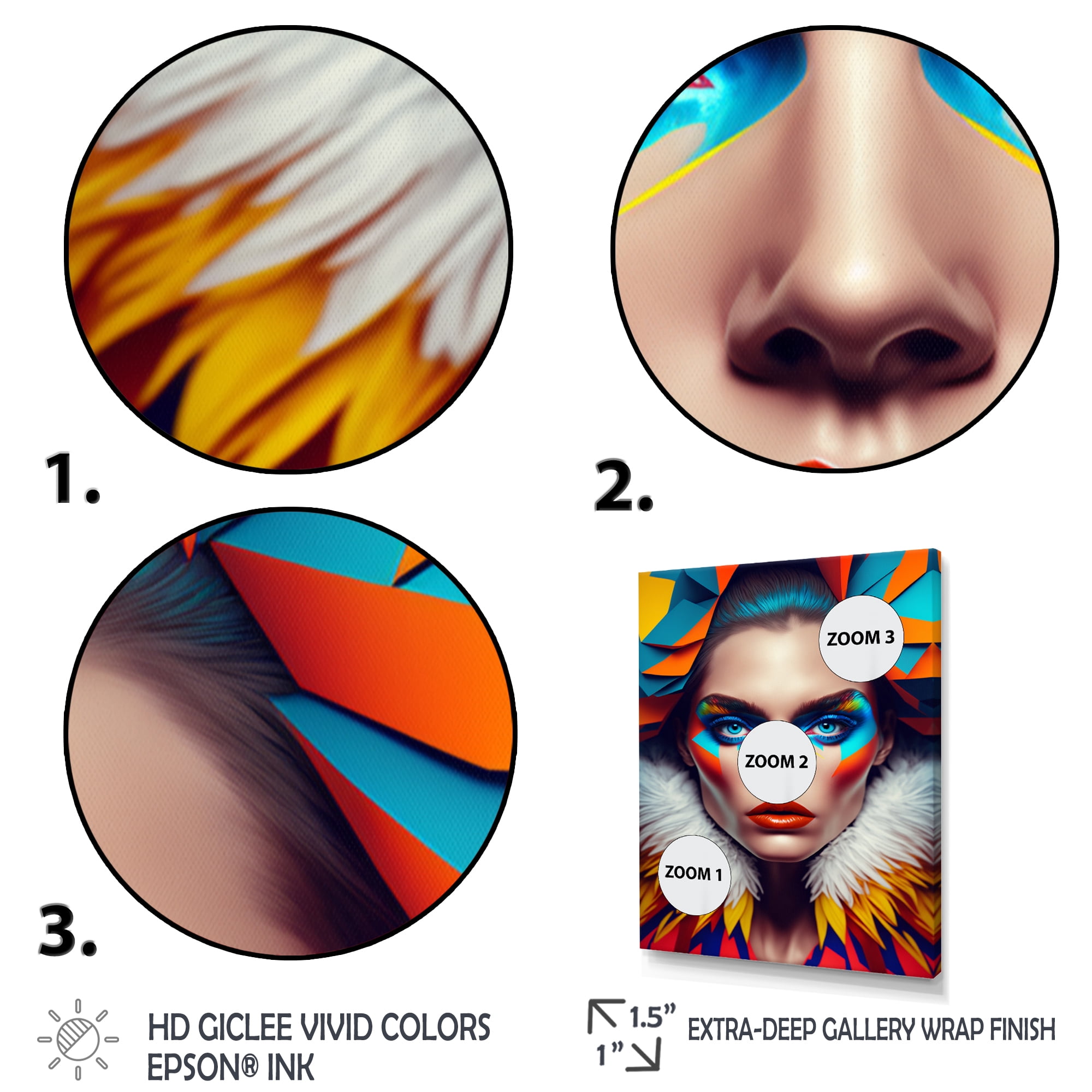 Designart Colorful Sensual Woman In Fur Coat I Canvas Wall Art