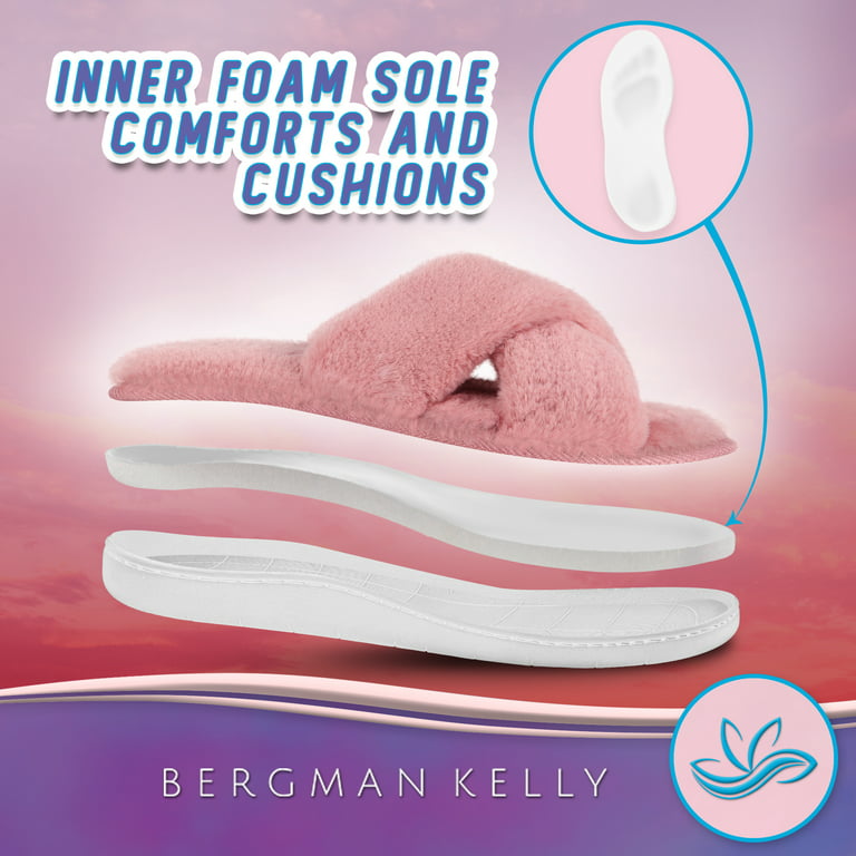 Bergman Kelly Women's Fuzzy Faux Fur Slide Slippers, Starlet